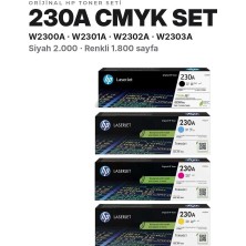 Hp Color Laserjet Pro Mfp 4303FDW Uyumlu 230A 4 Renk Toner Takımı W2300A W2301A W2302A W2303A