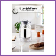 Bezos 1.5 Lt Isı Yalıtımlı Çay ve Soğuk Su Termosu Şeffaf (12 Saat Sıcak Tutar& Içi Camdır) Bzoshb