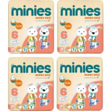 Minies 6 Numara Bantlı Bebek Bezi 16+ kg 28 Adet 112'li Paket Yüksek Koruma Sağlar 4'lü Paket