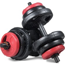 Ecgspor 21 kg (2X10,5KG) Multifonksiyonel Plate Dambıl Seti Kırmızı -Siyah