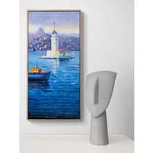 Simurg Sanatevi Efsanelerle Kız Kulesi Yağlı Boya Tablosu - Tuval Üzerine El Yapımı - 25 x 50 cm