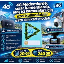 Türk Telekom M2M Data Sim Kart Aylık 20GB Yıllık 240GB 4g Modem Araç Içi Kamera Solar Kameralara Özel