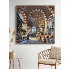 Simurg Sanatevi Tarihi Çarşının Yankıları Yağlı Boya Tablosu - Tuval Üzerine El Yapımı - 100 x 100 cm
