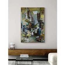 Simurg Sanatevi Eski Istanbul Çarşısında Yağlı Boya Tablosu - Tuval Üzerine El Yapımı - 100 x 150 cm