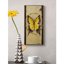 Simurg Sanatevi Kelebek ve Işık Yağlı Boya Tablosu - Tuval Üzerine El Yapımı - 25 x 50 cm
