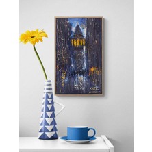 Simurg Sanatevi Bir Akşam Vakti Galata Yağlı Boya Tablosu - Tuval Üzerine El Yapımı - 30 x 50 cm