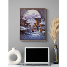 Simurg Sanatevi Kar Vakti Istanbul Yağlı Boya Tablosu - Tuval Üzerine El Yapımı - 30 x 40 cm