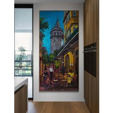 Simurg Sanatevi Galata’da Bir Akşam Sohbeti Yağlı Boya Tablosu - Tuval Üzerine El Yapımı - 100 x 200 cm