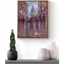 Simurg Sanatevi Galata'da Kalabalıklar Yağlı Boya Tablosu - Tuval Üzerine El Yapımı - 40 x 50 cm