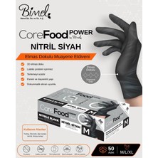 Geneloem Corefood Nitril Siyah Eldiven Ekstra Kalın M Beden Power 3D Elmas Dokulu 1000 Adet Koli