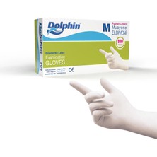 ŞEYLİŞEYLER Şeylişeyler - Dolphin Pudralı Beyaz Lateks Muayene Eldiveni M Beden (1 Paket / 100 Adet)
