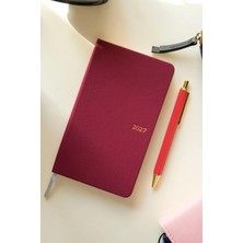 Victoria's Journals CANVAS-2027 Yılı Haftalık Keten Cep Ajandası 10X17 Cm. 100 Gr.ıvory-Kırmızı