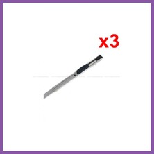 Bezos Metal Dar Maket Bıçağı Ince Falçata 9mm 3 Adet Bzoshb