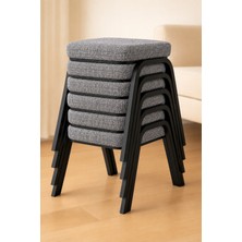 Ecowood Metal Tabure Seti 6 Parça Modern Tasarım Istiflenebilir Dayanıklı Metal Malzeme