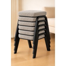 Ecowood Metal Tabure Seti 6 Parça Modern Tasarım Istiflenebilir Dayanıklı Metal Malzeme