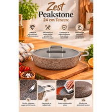Zest Peakstone Basık Tencere 24 cm Mocha 4mm Kalınlık