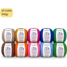 Oxford İplik 10'lu Paket Oxford Baby Cotton - Ince Cotton Ip - Tığ Işi - Punch Ipi- 500 Gram Mix SF13456