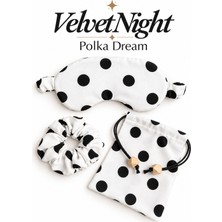 Magicpink Velvet Night Polka Dream Mini Night Set(Uyku Göz Bandı Toka ve Kese Set)