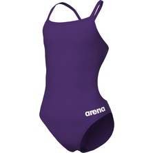 Arena Gırl's Team Swımsuıt Challenge Solıd Plum-Whıte