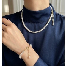 Eyla Collection Premium Kalite İnci Set - Kolye & Bileklik