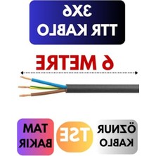 Rafta Öznur 3x6 Ttr Kablo, 6 Metre, Siyah