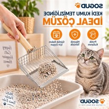 Rafta Ahşap Saplı Paslanmaz Kedi Kumu Temizleme Küreği - 26 cm Uzunluk