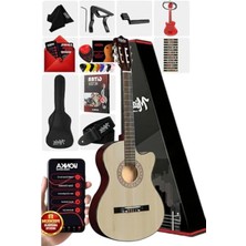 Rafta Sap Ayarlı 4/4 Klasik Gitar Seti, Naturel Renk
