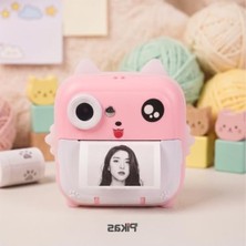 Rafta Pembe Çocuk Fotoğraf Makinesi, Termal Yazıcı ve Sd Kart Desteği