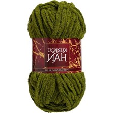 Rafta Lüks Kadife El Örgü Ipi 100 G 60 M, %100 Mikro Polyester - Zeytin Yeşili