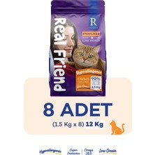 Real Friend 1,5 kg x 8 Kısır Yetişkin Kedi Maması Tavuklu 12 kg