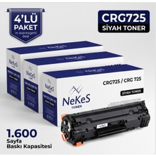 Nekes Toner Nekes Canon I-Sensys LBP6020 (CRG725 / CRG-725) Siyah Muadil Toner (Çipli - Tak Çalıştır) 4 Adet Ekonomik Paket