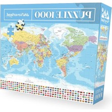 Rafta 1000 Parça Dünya Haritası Temalı Puzzle, Eğlenceli Öğrenme Aracı