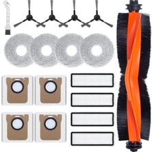 Rafta Xiaomi X20 MAX/X20 Pro Robot Süpürge Için Aksesuar Seti, 1 Rulo Fırça, 4 Hepa Filtre, 4 Silme Bezi, 4 Toz Torbası, 4 Yan Fırça Yedek Parça (18 Adet)