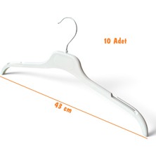 Ezmk Ev Gereçleri Plastik Elbise Askısı, Gömlek & Tişört Askısı, Abiye Askısı, Orj. Beyaz Renk, 43 Cm, 10 Adet