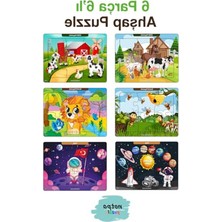 Rafta Eğitici Ahşap Puzzle Seti, 6 Parça Renkli Eğitim Araçları