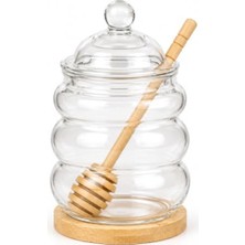 Rafta Cam Kapaklı Bal Kavanozu, 480 ml Kapasite, Bambu Kaşık ile
