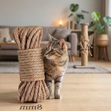 Rafta 8 mm Jüt Kedi Tırmalama Direği Halatı, 50 Metre Uzunluğunda