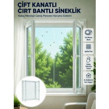 Herşey Trend Çift Kanatlı Cırt Bantlı Pencere Sinekliği Kolay Montajlı Beyaz File