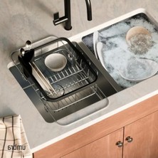 Rafta Çok Fonksiyonlu Tabak Standı, Siyah/nikel Metal