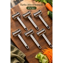 Tilbe Home 6lı Çelik Soyacak Seti Turbo Jülyen Sebze Meyve Soyucu Patates Havuç Salatalık Dilimleme Rende Seti