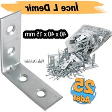 Rafta (25 Adet) Metal Köşebent 40X40X15 mm Ince L Demiri Gönye Mobilya Duvar Sabitleme Bağlantı Aparatı