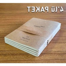 Rafta Kraft Kapaklı A5 Defter, 4'lü Paket, Tel Dikişli