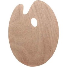 Rafta Büyük Boy Ahşap Oval Boya Paleti, 30X40 Cm, Akrilik ve Guaj Boya Için