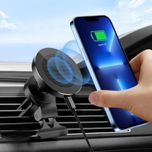 Rafta Araç Içi Havalandırma Telefon Tutucu, 15W Kablosuz Şarj, Magsafe Uyumlu, Manyetik
