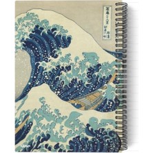 Rafta Spiralli Defter - A5 Boyut, 100 Sayfa Çizgili, Hokusai Tasarımlı