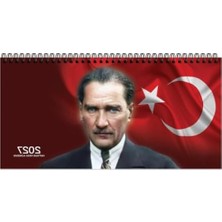 Rafta Haftalık Masa Ajandası, 16X33,5 Cm, Şık Tasarım, Atatürk Temalı