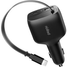 Rafta 75 W Araç Şarj Cihazı, Geri Çekilebilir Usb-C Kablo ile Seyahat Için Uygun