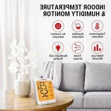 Rafta Dokunmatik Aydınlatmalı Iç Mekan Sıcaklık ve Nem Ölçer