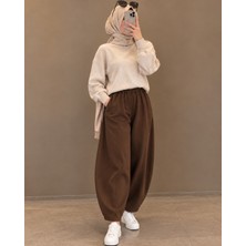 Efruz Butik Siyah Scuba Iç Göstermez Balon Pantolon