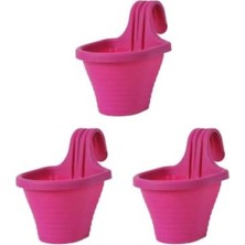 Rafta Tom1 Askılı Balkon Saksı Seti, 20 Cm, 3 Litre, 3 Adet Fuşya